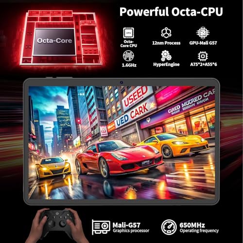Image of Android tablet, 2026 10 inch Android 16 tablet with keyboard, 26GB+256GB+2TB Expand, AI Tablet with Gemini, 8-Core, 8000mAh, 5G WiFi, GPS, GMS, Electronics Tablets with Case /Mouse /Stylus(Black Case)