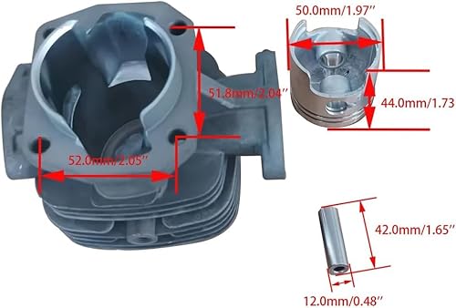 Husmax Kit de pistão de cilindro de 50 mm 5801028000 para Subaru Robin 1E50FW EC08 EC-08 EC-08G Peça
