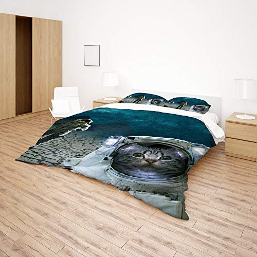 Housse de couette chat astronaute simple en polyester de qualité
