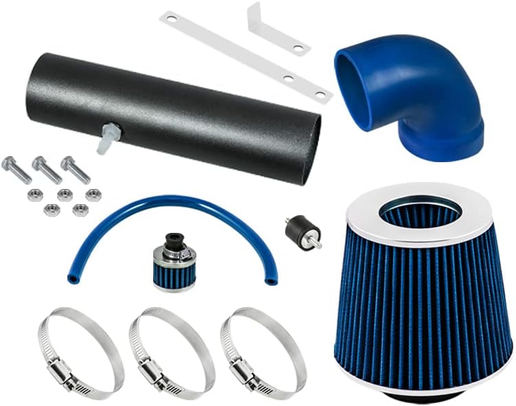 Matt Black Piping BLUE SHORT RAM AIR INTAKE 97-04 Compatible With JEEP CHEROKEE/GRAND CHEROKEE