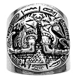JWM Men's Rings Silver Plated Brass Rings Jewelry for Men Women Adjustable Open Rings, Exquisite Packaging (036-Egypt God Anubis and Horus ring)