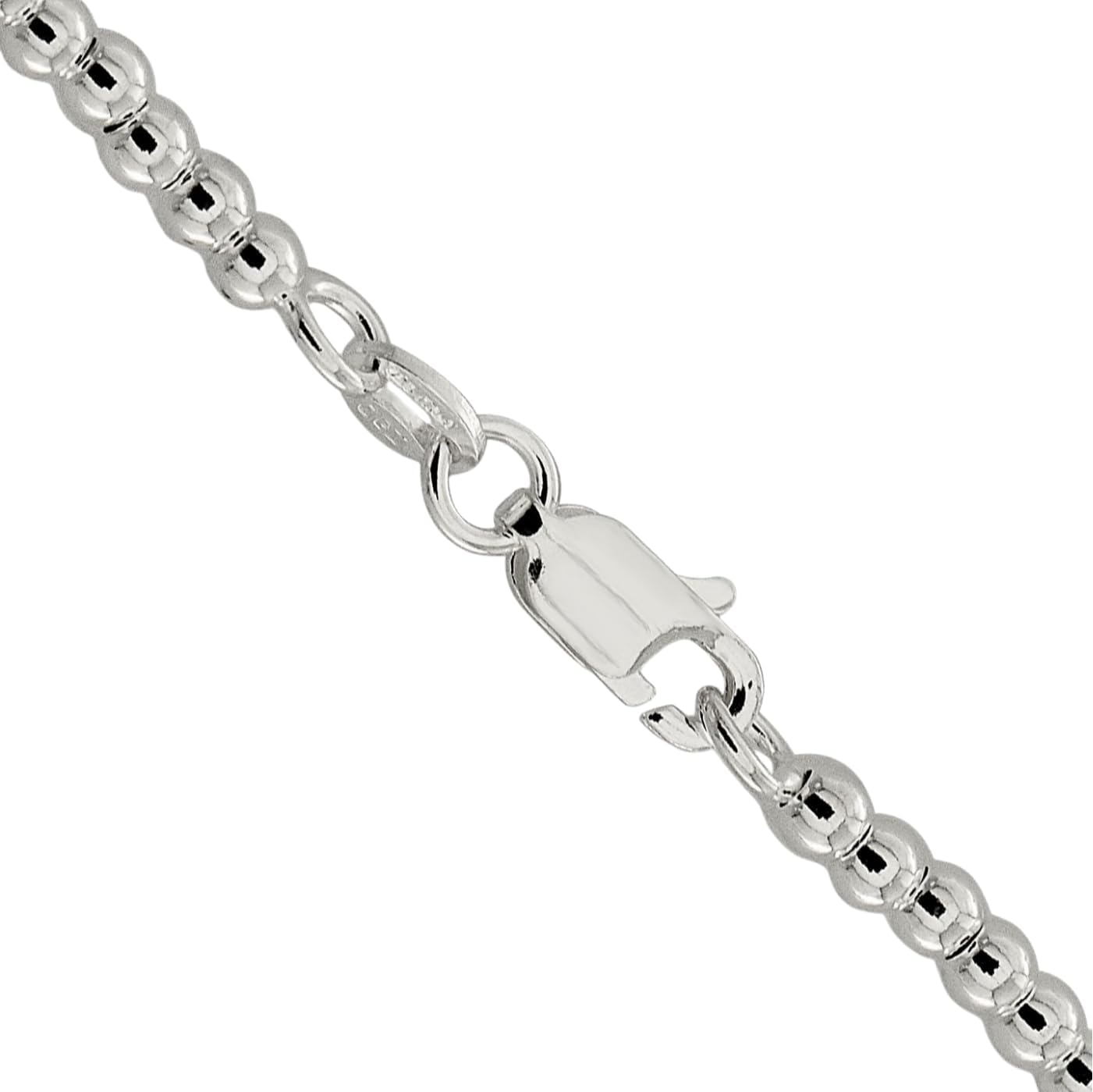 IceCarats 925 Sterling Silver 3mm Beaded Box Bead Chain Necklace Polished