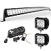 Led Light Bar Yitamotor 300W 52 Inch Curved Light Bar White + 2PCS 4 Inch 18W Flood Light Pod with Switch Wiring Harness compatible for Offroad Driving Jeep Truck Car ATVs 4x4 4WD