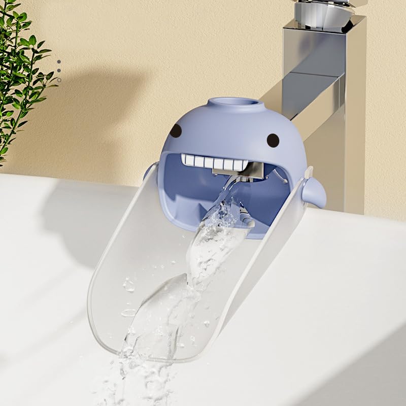 Image of Faucet Extender Children's Hand Washer, Cartoon Silicone Extension Mouth Splash-Proof Extension Switch (Blue)
