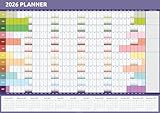 A1 Wall Planner 2026 UK - Full Year to View Calendar for Home Office School Teacher - 84cm x 59cm Large Family Yearly Wall Chart (Rainbow)