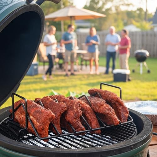 BBQ V-Shaped Rib Rack For Smoking and Grilling Turkey Roasting Rack For Bigg Green Eggs,Kamad Joe,Primo,Vision,Dual-Purpose Rib Rack for Smoking,Grills and Indoor Ovens Accessories Roasting Rack by KAMaster - Image 8