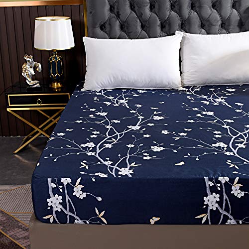 Hecnoey Brushed Microfiber Soft Bed Fitted Sheets Only,Deep Pocket Floral Printed Fitted Sheet For Adult thumb #1