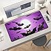 Halloween Flying Purple Bats Desk Mat Non-Slip Laptop Writing Pad Large Keyboard Mousepad with Rubber Base 23.6