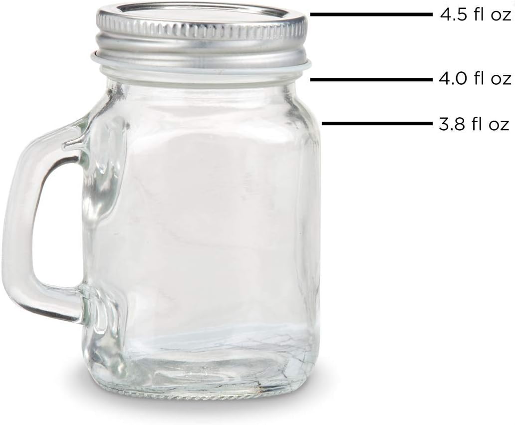Kate Aspen Large Glass Jars with Lids and Handles, Mason Jars Mugs, Drinking Glass and DIY Favor Decor, Wide Mouth, 12 oz.(Set of 12)