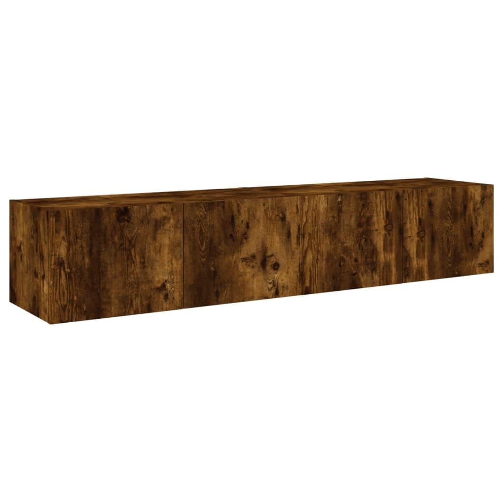 Muebles TV Muebles Comedor Armario cocinaMuebles TV de Pared Luces LED 2 uds Roble Ahumado 80x35x31 cm