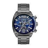 DIESEL Herren Uhr - Graues rundes Edelstahlgehäuse (Durchmesser 54 mm) in glänzend und gebürstet - 2 graue Drücker - Wasserdicht bis 10 ATM