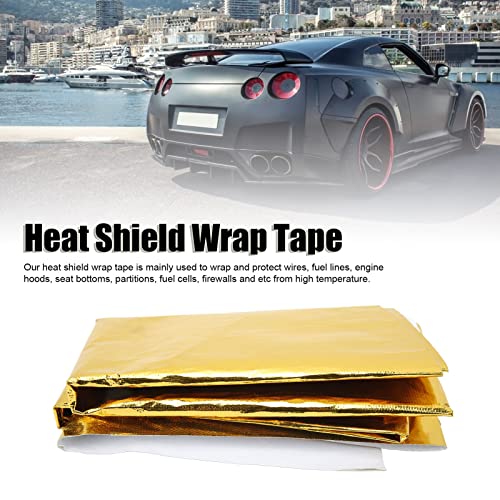 Image of Self Adhesive Backed Heat Barrier Tape Gold & Silver - 39 X 47 In Heat Reflective Wrap Tape, High Temperature Thermal Insulation for Wrapping Wires Fuel Lines (Gold)