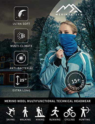 Merino.tech Merino Wool Ski Neck Gaiter - Face Mask Neck Warmer For Men & Women (Forest Green) #TOP5