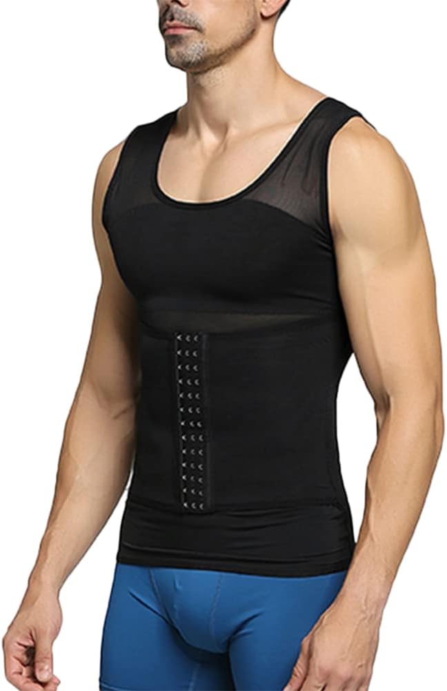 Mens Gynomastica Shirt Slimming Compression Body Shaper Vest Workout Tank Top Tummy Control
