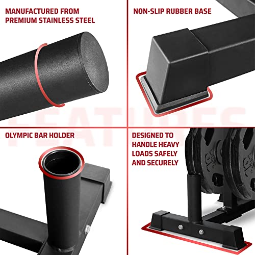 Yes4All 6-Pegs Olympic Weight Plate & 2 Barbells - Weight Plate Tree Holder & Vertical Barbell Storage Rack
