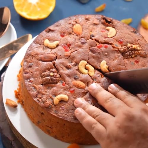 Image of WINNI - Premium Mix Nuts Plum Cake Gift Pack | Crunchy Mixed Nuts Cake Hamper | Handmade Celebration Eggless Cake For Birthday, Anniversary, Valentine's Day, Mother's Day, Wife, Husband, Girlfriend, Boyfriend, Kids, Girls, Boys | Best Gift Option | Return Gift Box