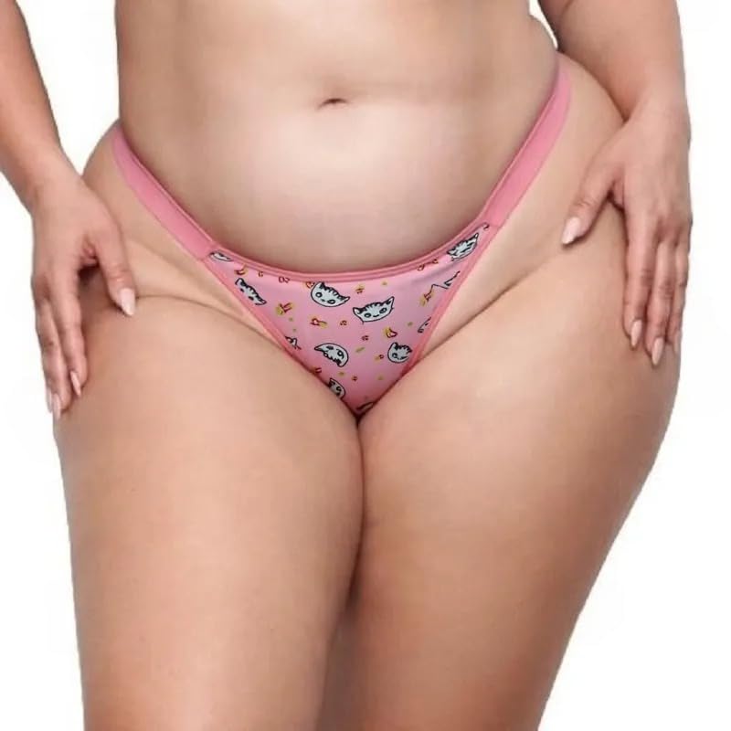 Women's Pink Bikini Brief, Cotton Blend Thong Underwear