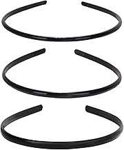 3 Pack Plastic Headbands with Tooth Comb 5mm 6mm 8mm Black Non Slip Headband Unisex Fashion Sport Hair Accessories for Women Men