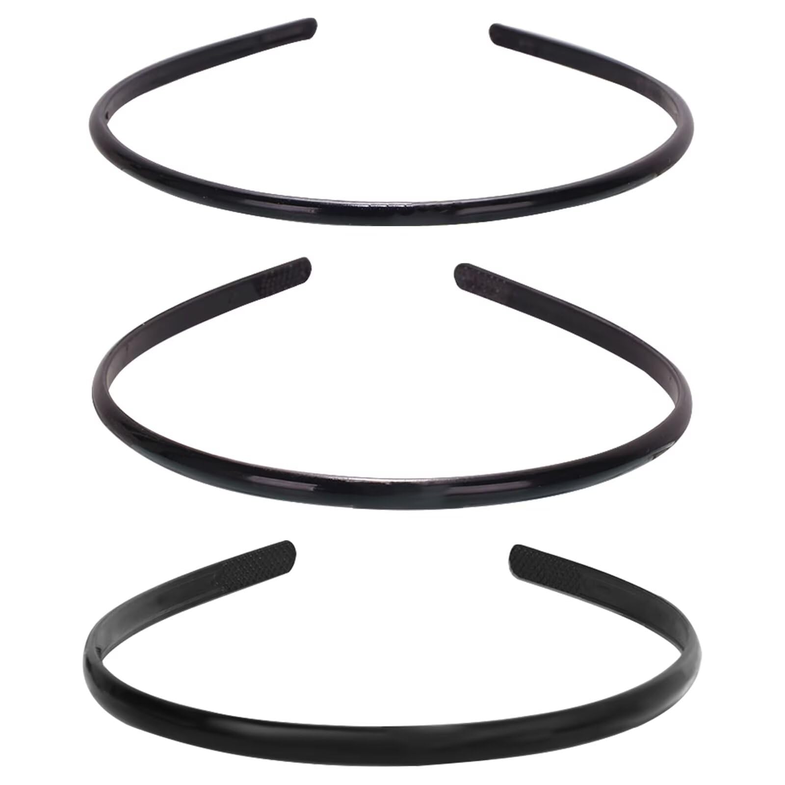 Paquete de 3 diademas de plástico, con peine de dientes de 5 mm, 6 mm y 8 mm, diadema negra antideslizante, unisex, accesorios para el pelo deportivos y de moda para mujeres y hombres