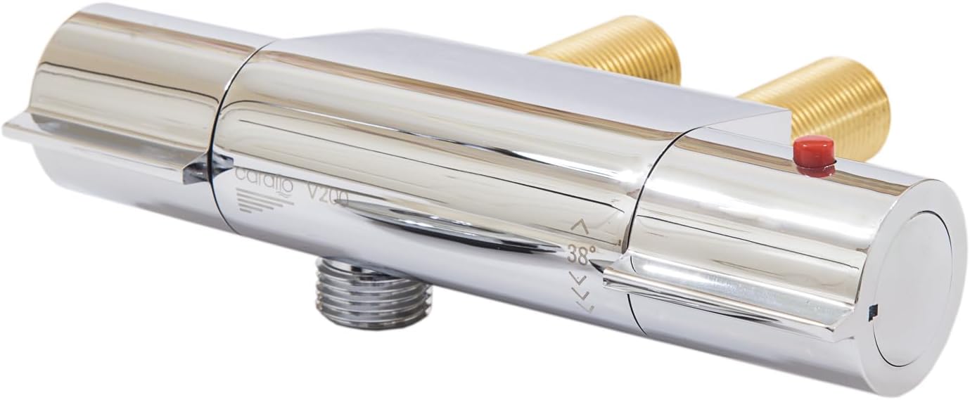 Caraflow V200 Horizontal Thermostatic Mixer Valve for Static Caravan Bathroom Shower 45MM