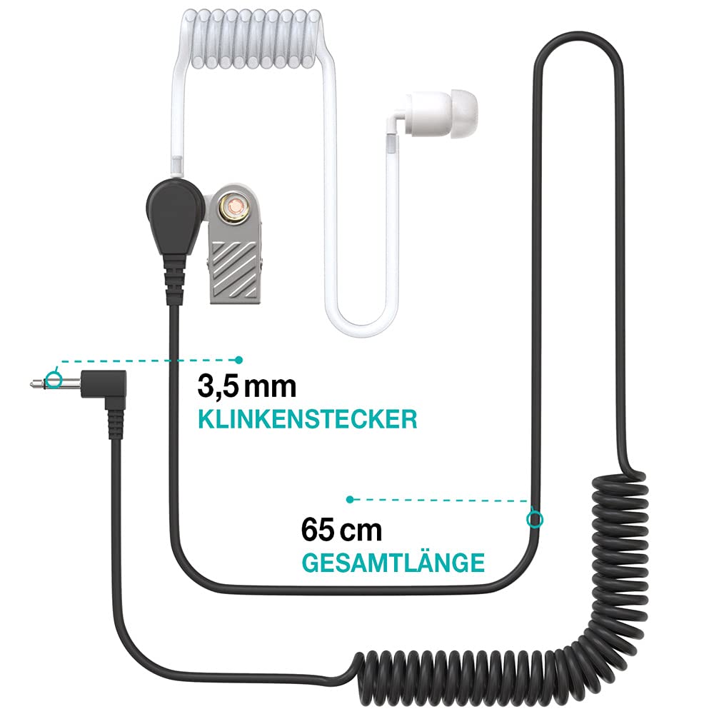 LIFE IS SIMPLE Ohrhörer Schallschlauch - 3,5mm Klinke - One Ear - transparent inkl. Halteclip - Kopfhörer Headset für Funkgeräte | 10er Set