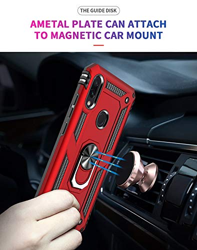 Coque Xiaomi Redmi Note 7 antichoc avec support bague magnétique rouge