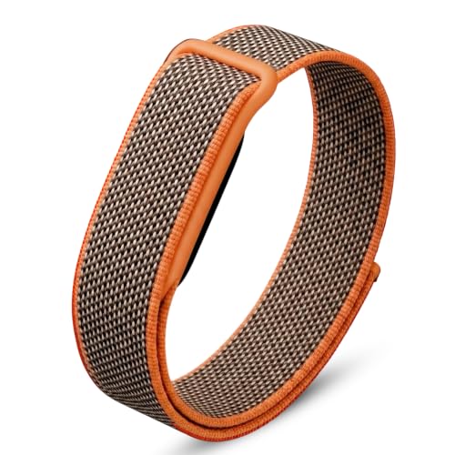 DADO Stretch Nylon Loop Band Compatible with Google Fitbit Air, Soft Breathable Woven Sport Strap, Adjustable Elastic Replacement Wristband for Men & Women (Taupe Orange)