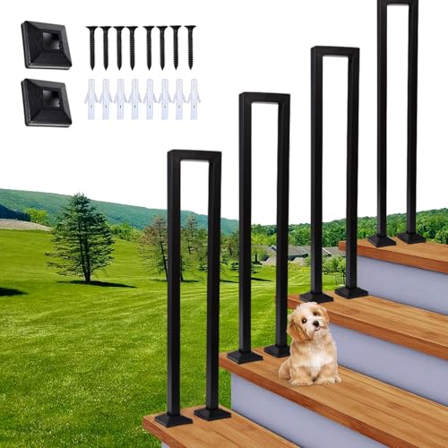 Barandilla Escalera, 35-110cm Pasamanos Escalera, Barandillas Escalera Forma de U, Barandilla Escalera Interior/Exterior para Villas, Balcones, Pasillos (Negro, 35cm)
