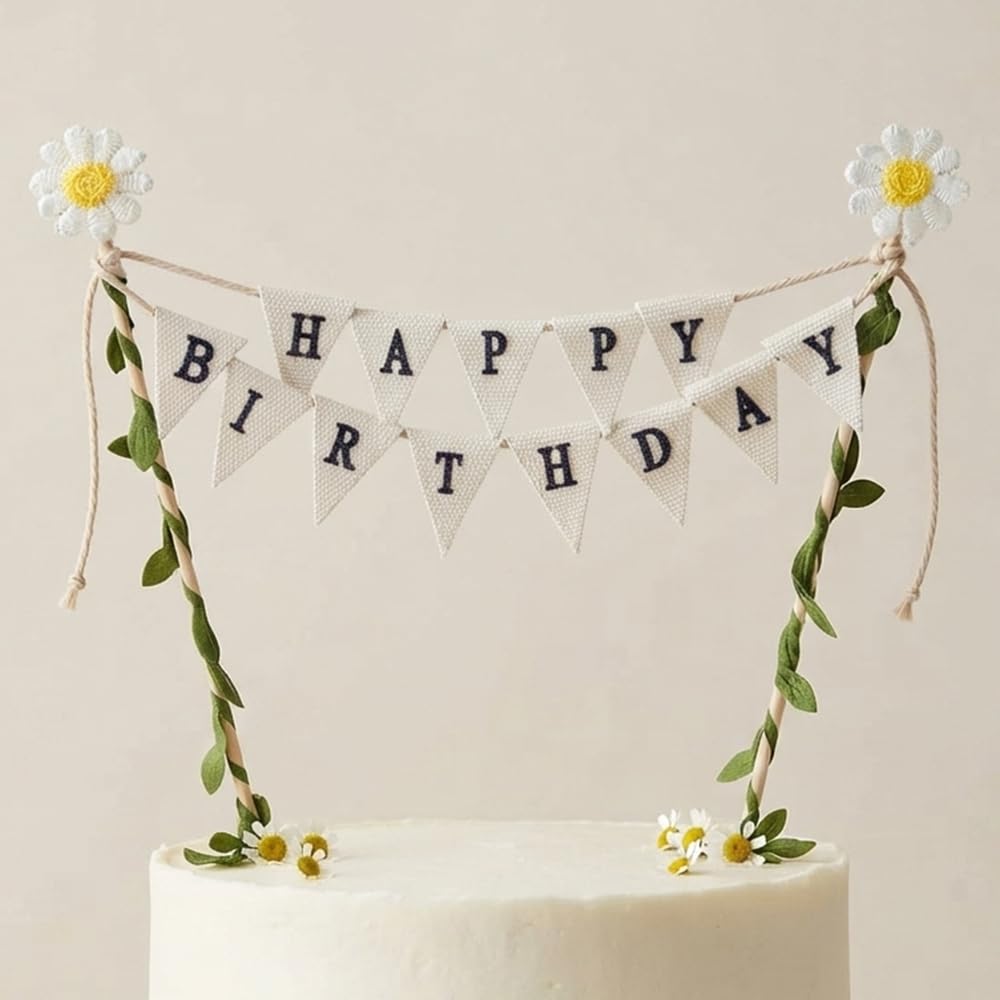 White Black Yellow Green Birthday Cake Topper for Birthday Party — image 1