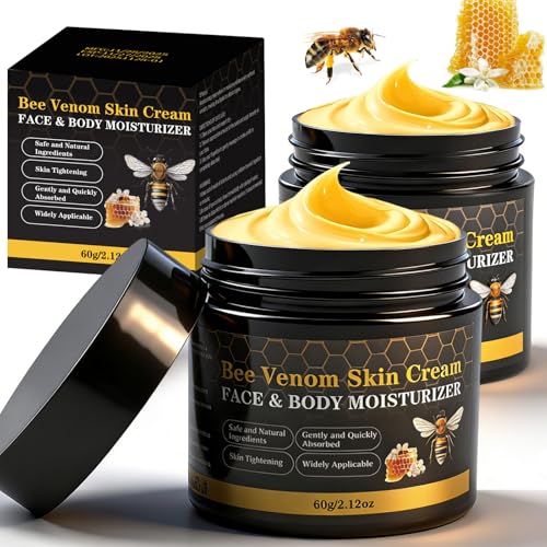 Lustrchron 2PCS Bee Venom Skin Cream, Natural Ingredients Non-Irritating Bee Venom Joint Cream, Wrinkle Lift & Firming, Reduces Blemishes, For Face & Full Body, 2 * 60g