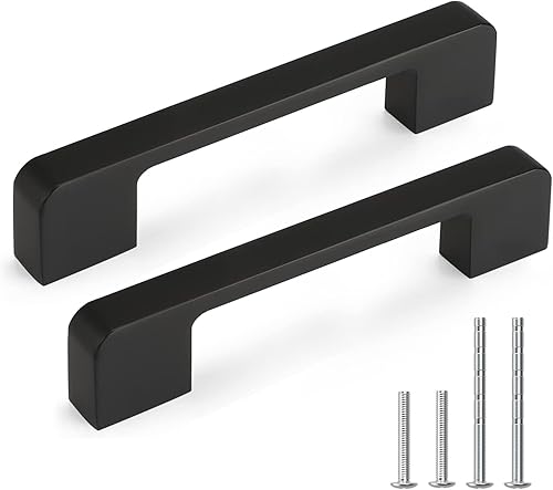 Paquete de 10 tiradores de gabinete de 3-3/4 pulgadas, color negro, manijas de cajón color negro mate, manijas de aleación de zinc, manijas de
