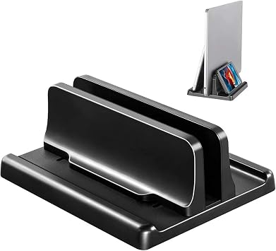 Proable Laptop Stand for Desk, Adjustable Vertical Laptop Holder, Space-Saving, Black Computer StandS