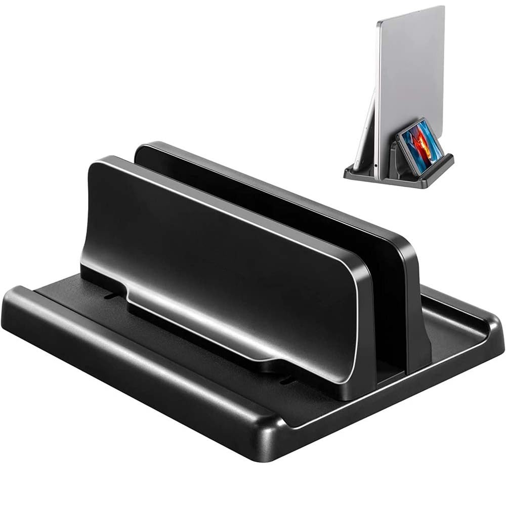 Soporte para Laptop Soporte portátil for Escritorio, Ajustable, Vertical, Ahorra Espacio, Color Negro(S)