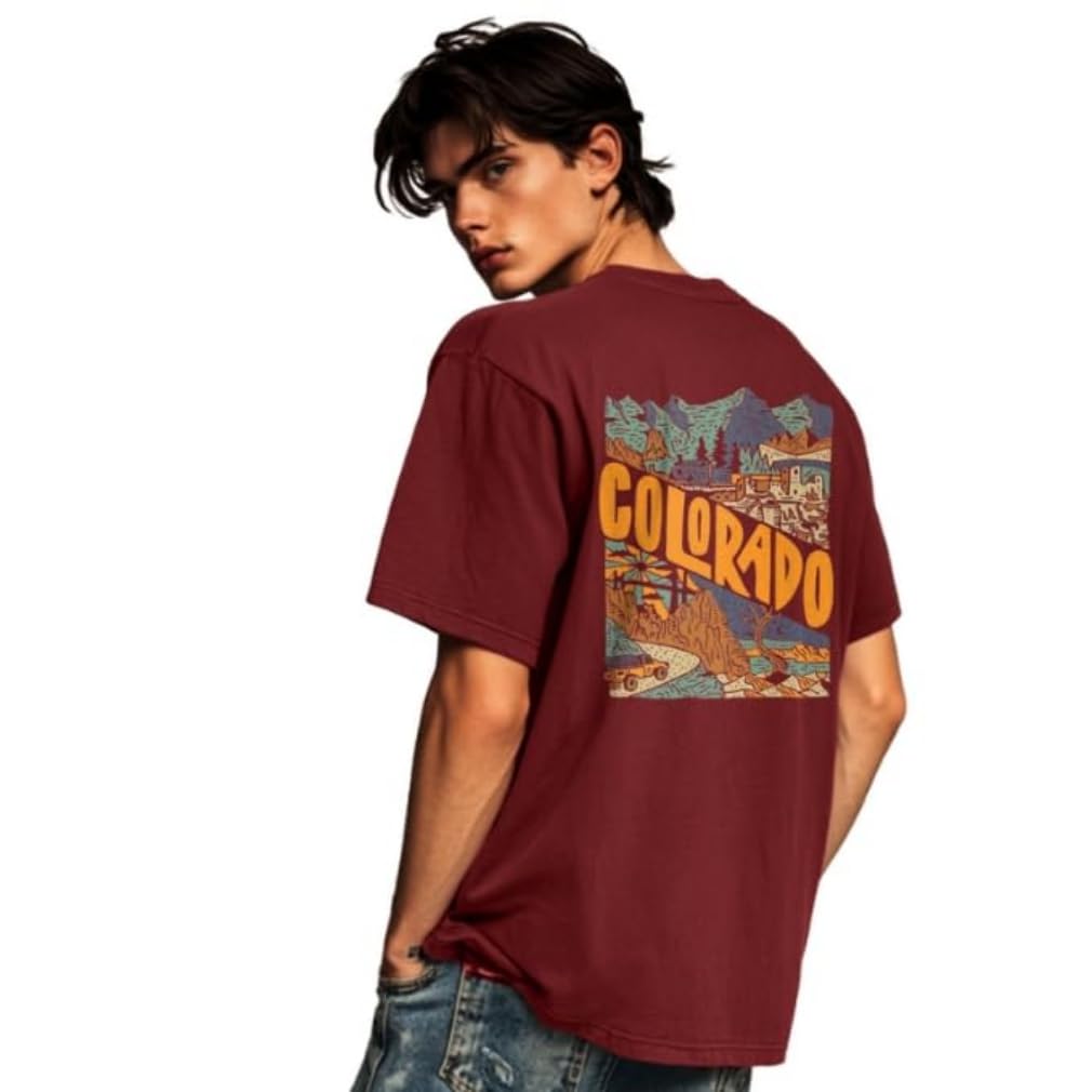 MANSLOOK Mens Cotton Graphic Print Oversized Fit T-Shirt