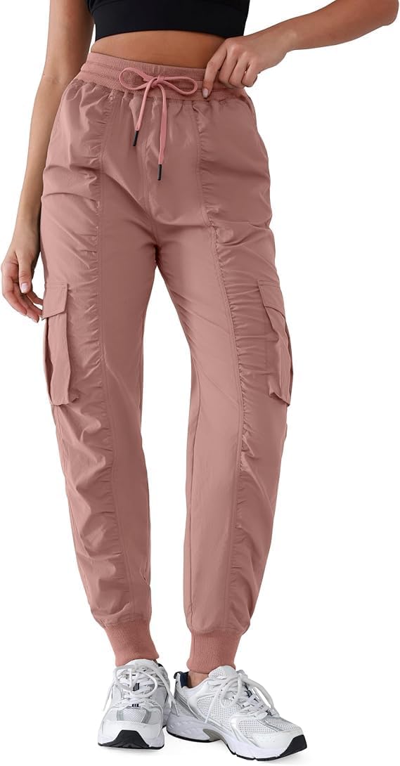 Lightweight Workout Joggers for Women 30" High Waisted Outdoor Running Casual Track Pants Dusty Pink
