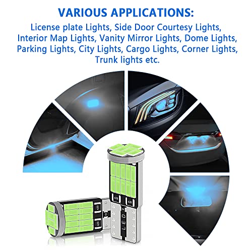 2Pcs 26Smd 800Lm Interior Car Lights,T10 Led Bulb 300% Brightness Upgrade,Led Light Lamp Kit Replacement For Dome Led Light,Map Light,Reading Light,Trunk Light,License Plate Light (Ice Blue/2Pcs) #TOP3