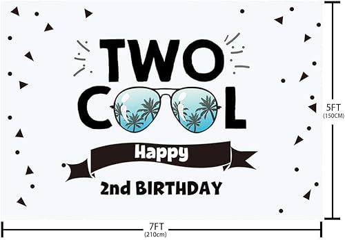 Miniatura 4 de MEHOFOND Fondo con temática de dos lentes de sol geniales para decoración de fiesta de segundo cumpleaños, pancarta de fondo de fotografía para mesa