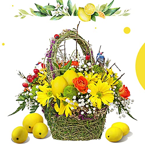 20 Pcs Artificial Lemons 3.8Inch/3.2Inch Fake Lemons Vivid Faux Lemon Lifelike Simulation Lemons Fake Fruit Decorations For Lemonade Party Kitchen Table Cabinet Vase Filler (Yellow) #TOP6