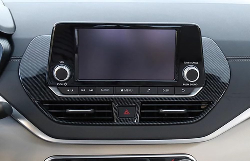 Car Accessories Fit for Nissan Altima 2019-2021 ABS Interior Dashboard Media Screen Cover Trim 1PC Set (Carbon Fiber)