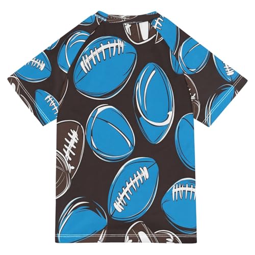 Kids Swimsuit Rugby Football Sport Blue Sunscreen T-Shirts Swimwear Sets UPF 50+2