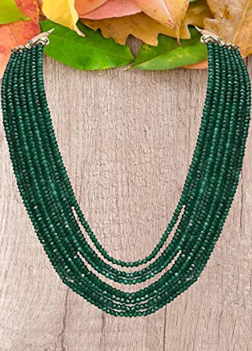 Sana Gems Green Colour Onyx Cut Rounds Emerald Jade Semi Precious Gemstone Beads Handcrafted 17 Inches Layer Necklace For Women And Girls #TOP2