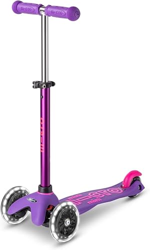 Micro Kickboard Mini Deluxe LED  Monopatín pequeño con 3 ruedas con luces LED, con tecnología de inclinarse para conducir, diseño suizo, para niños