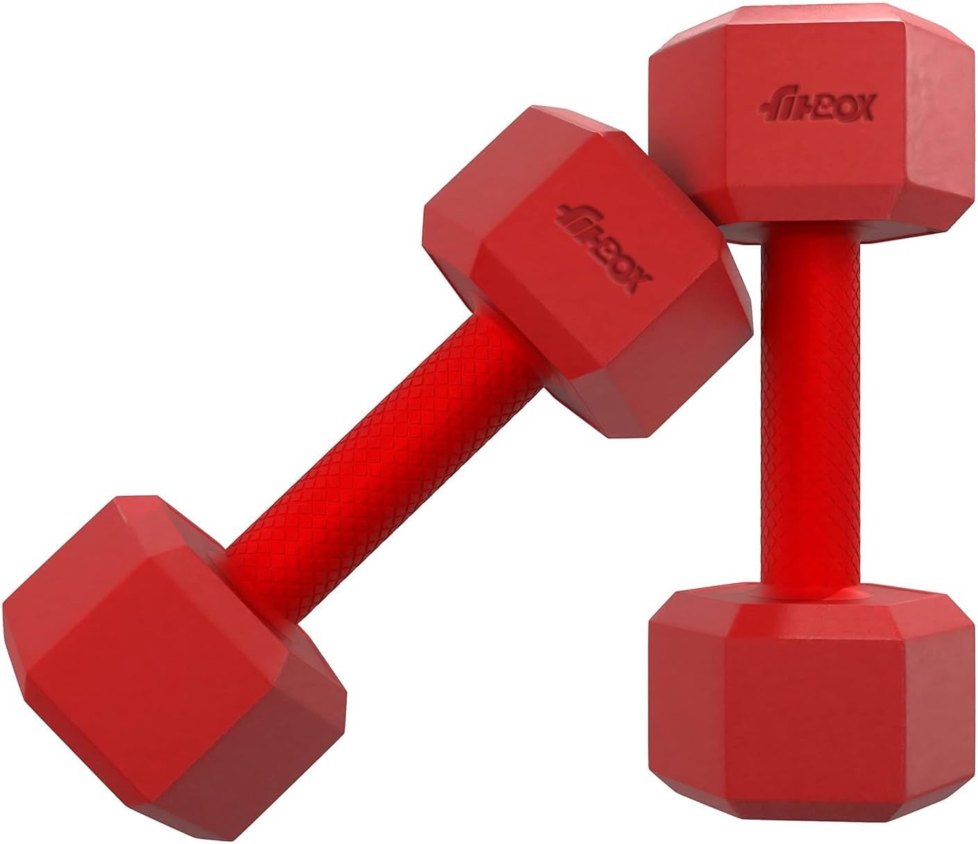 FitBox Sports 2kg Hexa PVC Dumbbells (1kg x 2) RED