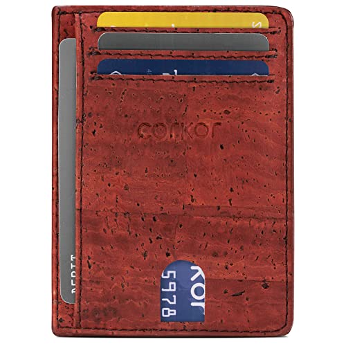 Image of Corkor Cork Card Holder Men - Cork Wallet - Vegan Leather - Minimalist Slim Front Pocket RFID