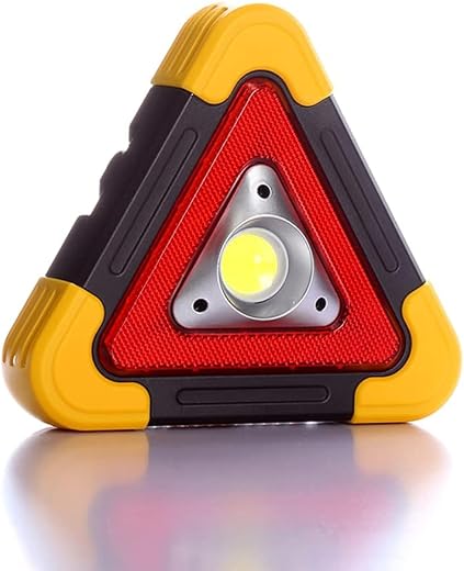 5 Mode COB Work Light, Multifunction Emergency Warning Sign Red Floodlight USB Charging Emergency Car Repairing Triangle L...