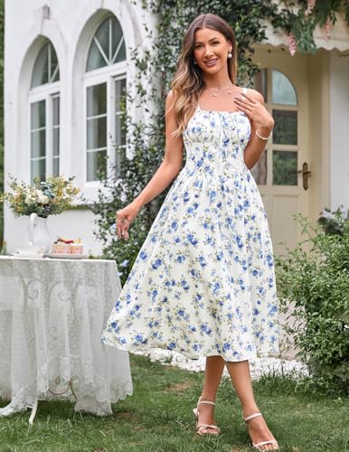 Image of Scarlet Darkness Women's Floral Midi Dress Corset Sundresses 2026 Summer Spring Vacation Milkmaid Dresses