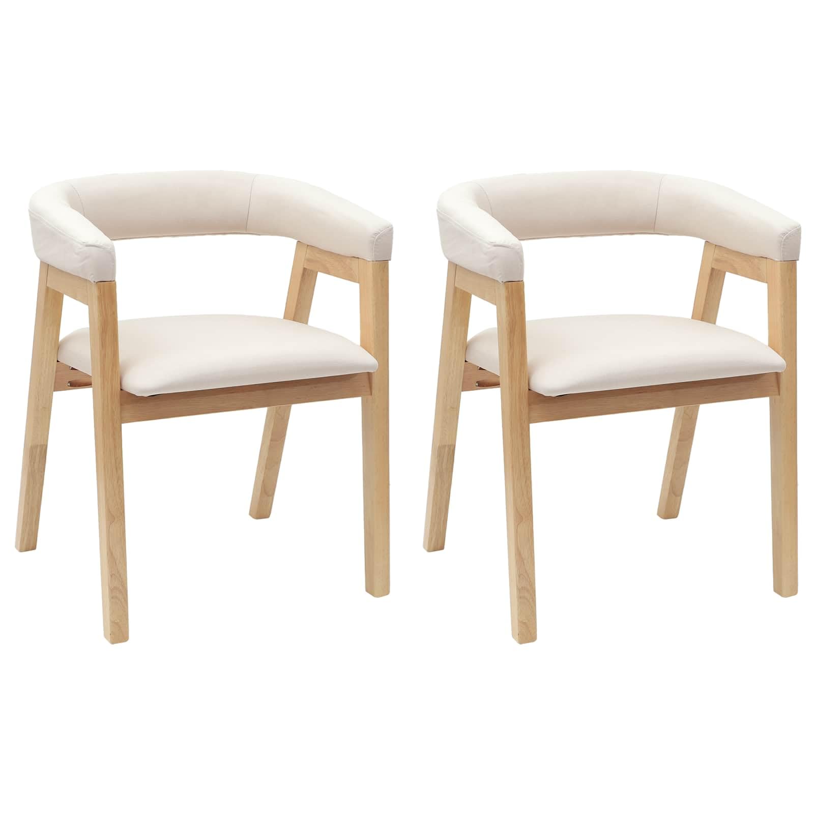 Set di 2 sedie da pranzo in legno massiccio naturale, 54 x 57 x
