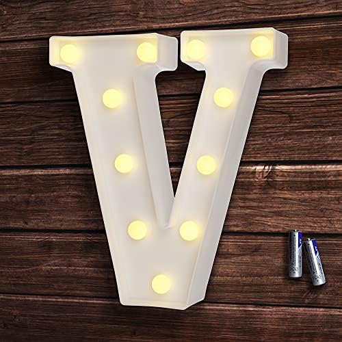 bemece LED Alphabet Letter Lights, Decorative Warm Plastic Light up Letters - Letter M