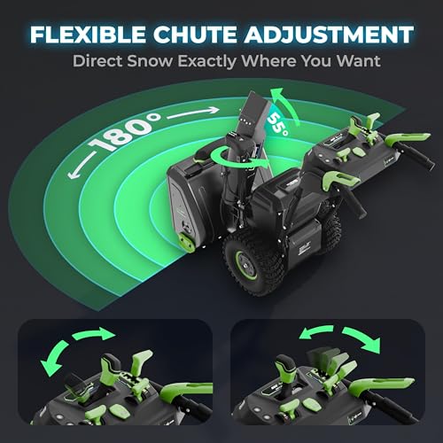 NovorikX 60V Self-Propelled 24-Inch Cordless Snow Blower, 20\" Intake Height, 200° Adjustable Chute & 0–80° Deflector, Throws up to 50 ft, LED Headlight, (2) 10Ah Batteries & Charger Included - Thumbnail 5