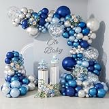 QIFU Srebrne i Niebieskie Balony, 12-Calowe Niebieskie i Srebrne Balony z Lateksowym Metalicznym Srebrnym Balonem z Konfetami Na Ukończenie Studiów Baby Shower Boys Gender Reveal Boys Birthday Balloon
